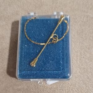 Golden 18" Necklace Baton Twirling Design Jewelry